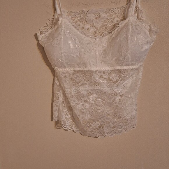 sheer lace top spaghetti strap bra white - Picture 4 of 7